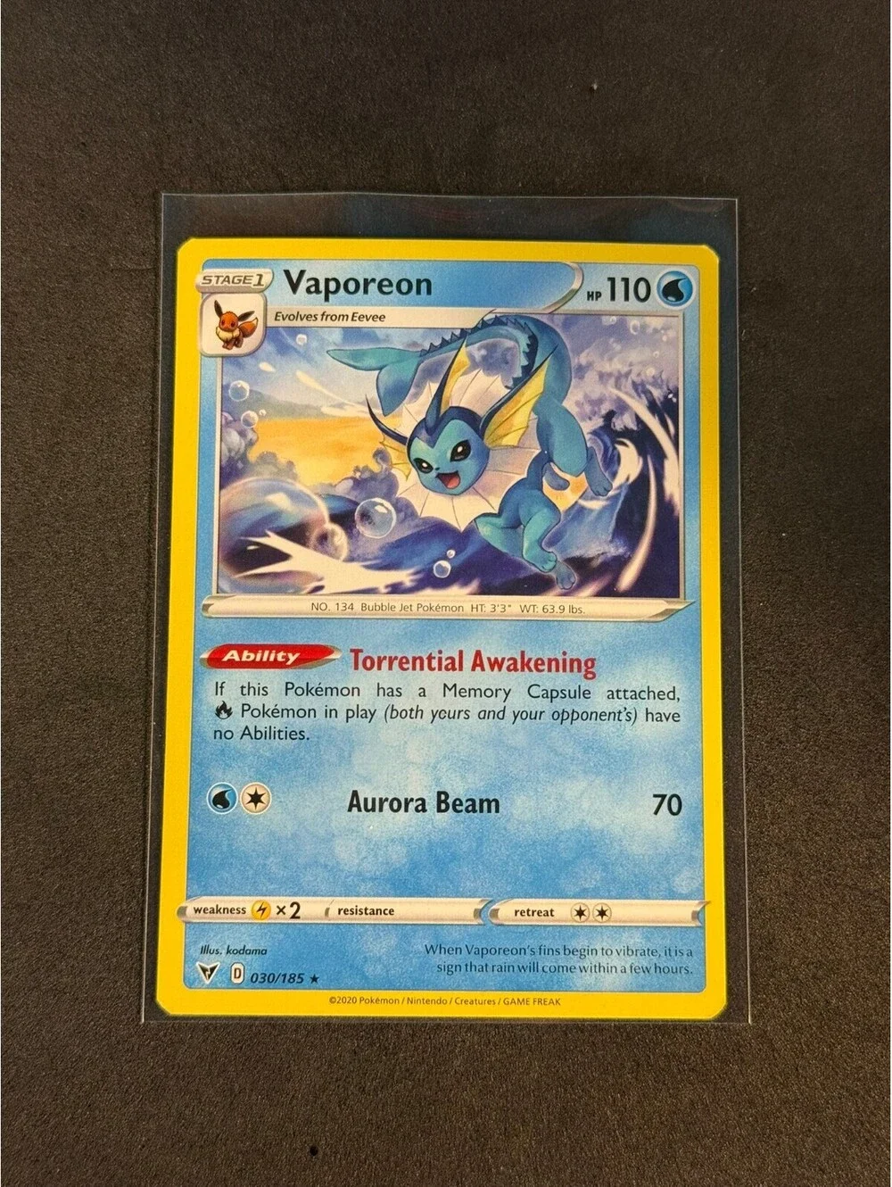 Pokémon Vaporeon 30/185 non holo Vivid voltage